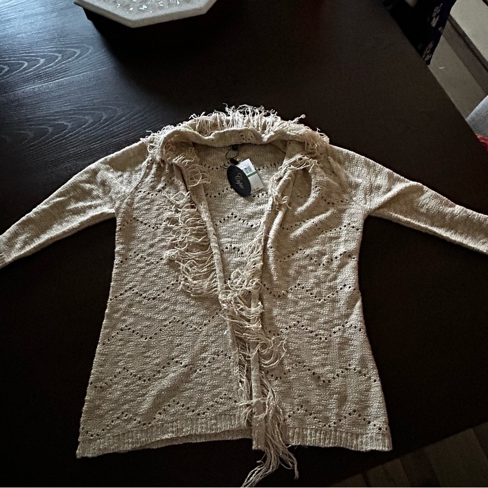 4 for $15✨ Cupio Cream Fringed Cardigan